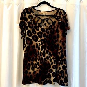 Animal Print Dress Top 1X